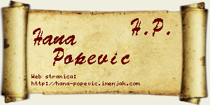Hana Popević vizit kartica